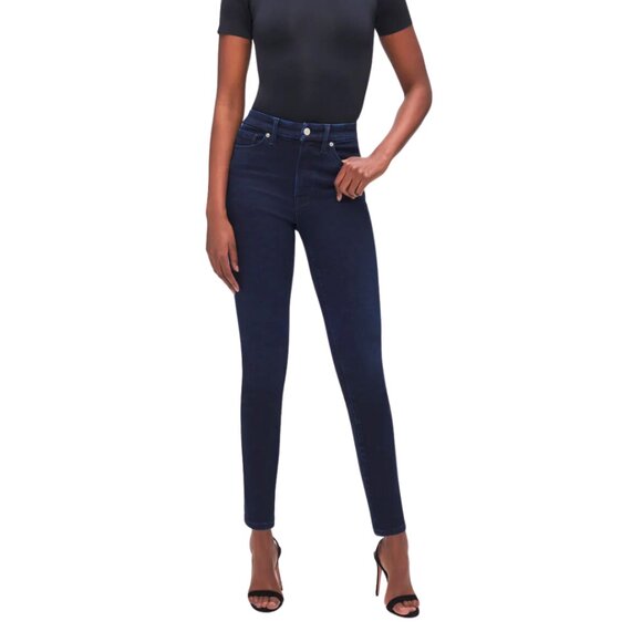 Good American Always Fits Ankle Skinny Jeans Deep Blue 002 Size 00-4